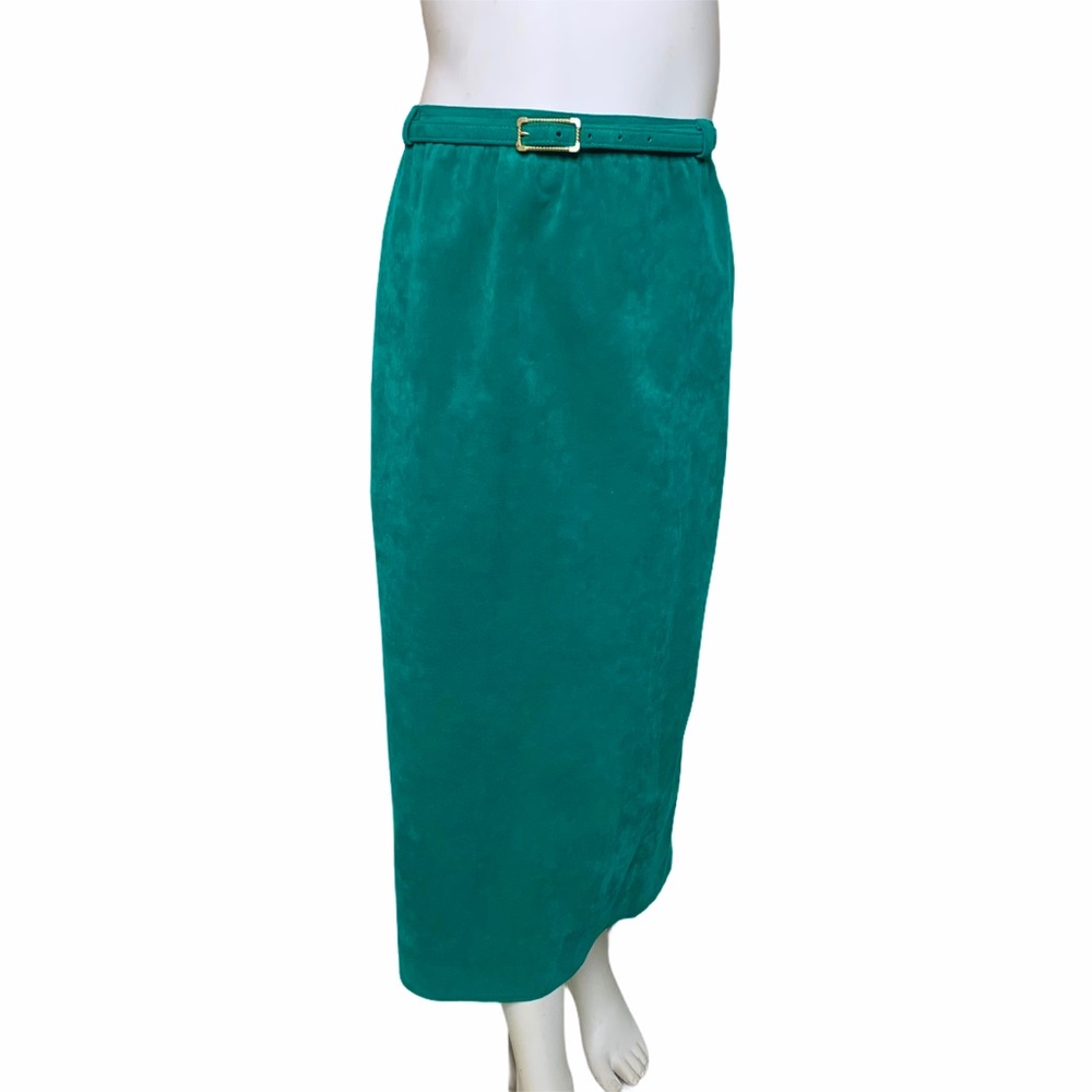 Vintage Nat Kaplan Couture Green Suede Skirt